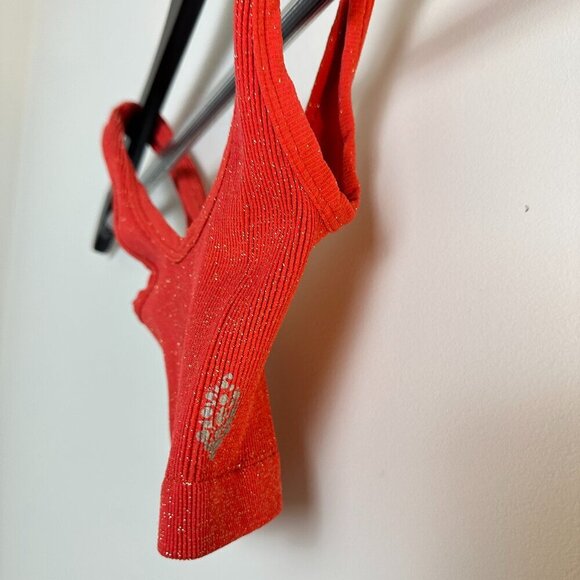 FREE PEOPLE Movement Glitter Cami in Hot Red Size X-Small - Picture 2 of 4